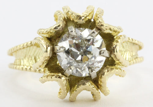 Antique Art Deco Blooming Flower 1.38 CT Diamond Ring 18K Gold - Queen May