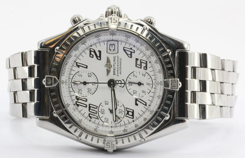 Breitling Chronograph A13050.1 Stainless Automatic White Dial Swiss Watch - Queen May