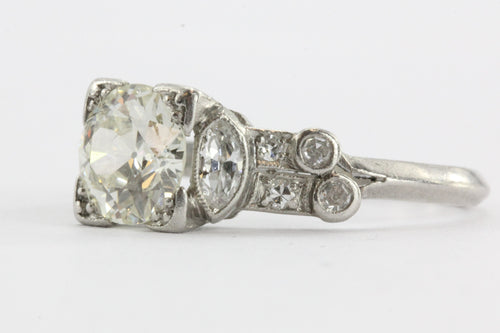 Antique Art Deco 1.75 CTW Old European Diamond Platinum Engagement Ring - Queen May