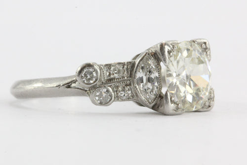 Antique Art Deco 1.75 CTW Old European Diamond Platinum Engagement Ring - Queen May