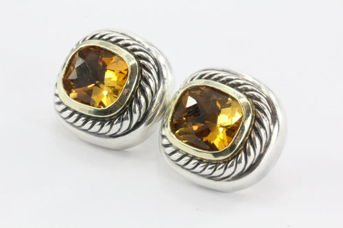 David Yurman Sterling Silver 14k Gold Citrine Cable Earrings - Queen May