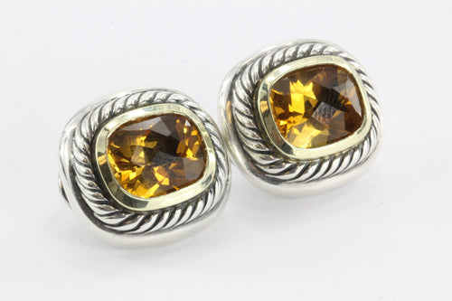 David Yurman Sterling Silver 14k Gold Citrine Cable Earrings - Queen May