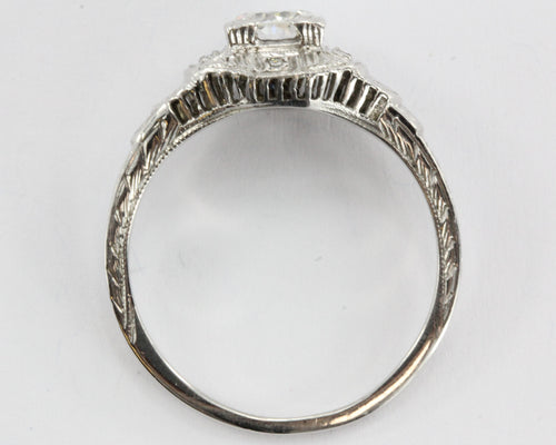 Rare Authentic Antique Art Deco 18K White Gold 1/2 Carat Old European Cut Diamond Engagement Ring - Queen May