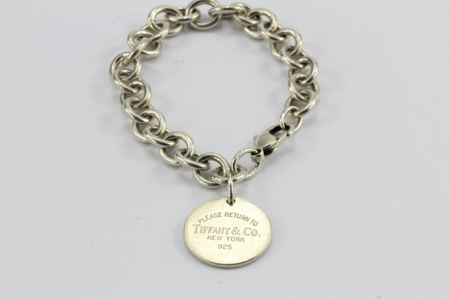 Tiffany & Co Sterling Silver Circle Return to Tiffany Tag Bracelet 7.7 ...