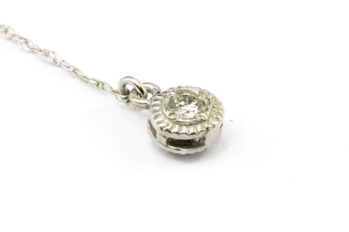 14K White Gold Diamond Pendant Necklace - Queen May