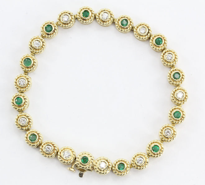 14K Gold Custom Emerald & Diamond Tennis Bracelet 4TCW - Queen May