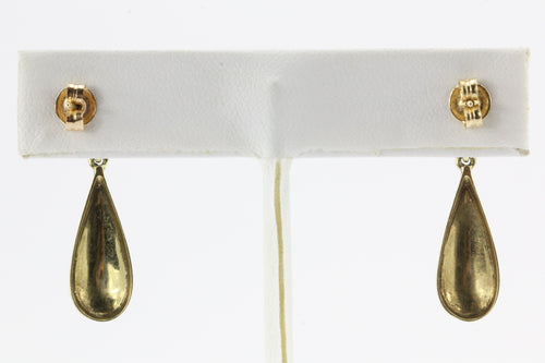 Victorian Green Enamel Pearl 14K Gold Drop Earrings - Queen May