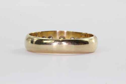 Antique 14K Gold Inset 1/2 TCW Diamond Ring Band Size 8 - Queen May