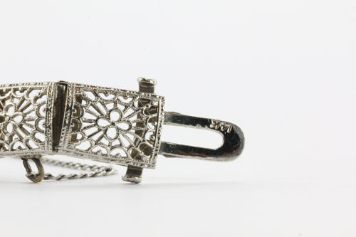 Antique Art Deco 14K White Gold & Old Mine Diamond Bracelet .50 TCW - Queen May