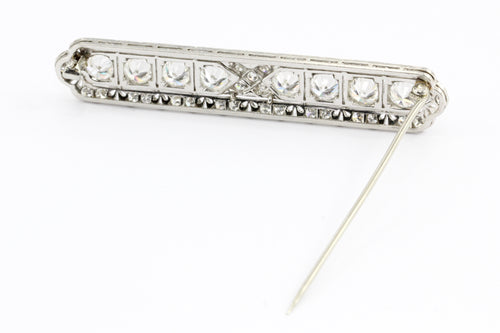 Art Deco Platinum 6.2 ctw Diamond Bar Pin Brooch by Maynards of Miami c.1928 - Queen May