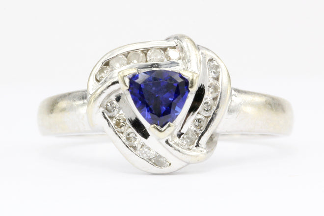 14K White Gold Blue Sapphire & Diamond Frank Lau Ring - Queen May