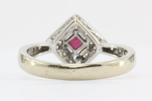 14K White Gold Ruby Diamond Ring - Queen May