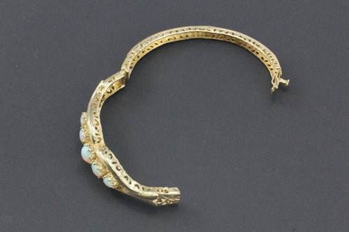 Retro 14k Gold Opal Bangle Bracelet c.1960 - Queen May