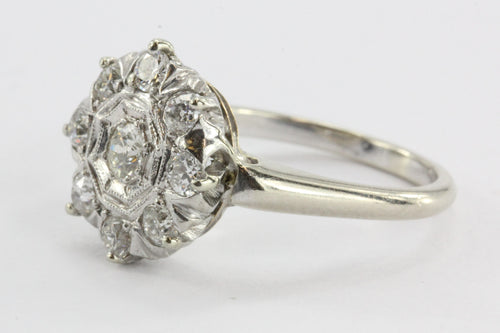 Art Deco 18K White Gold Old European Cut .35 CTW Diamond Engagement Ring - Queen May