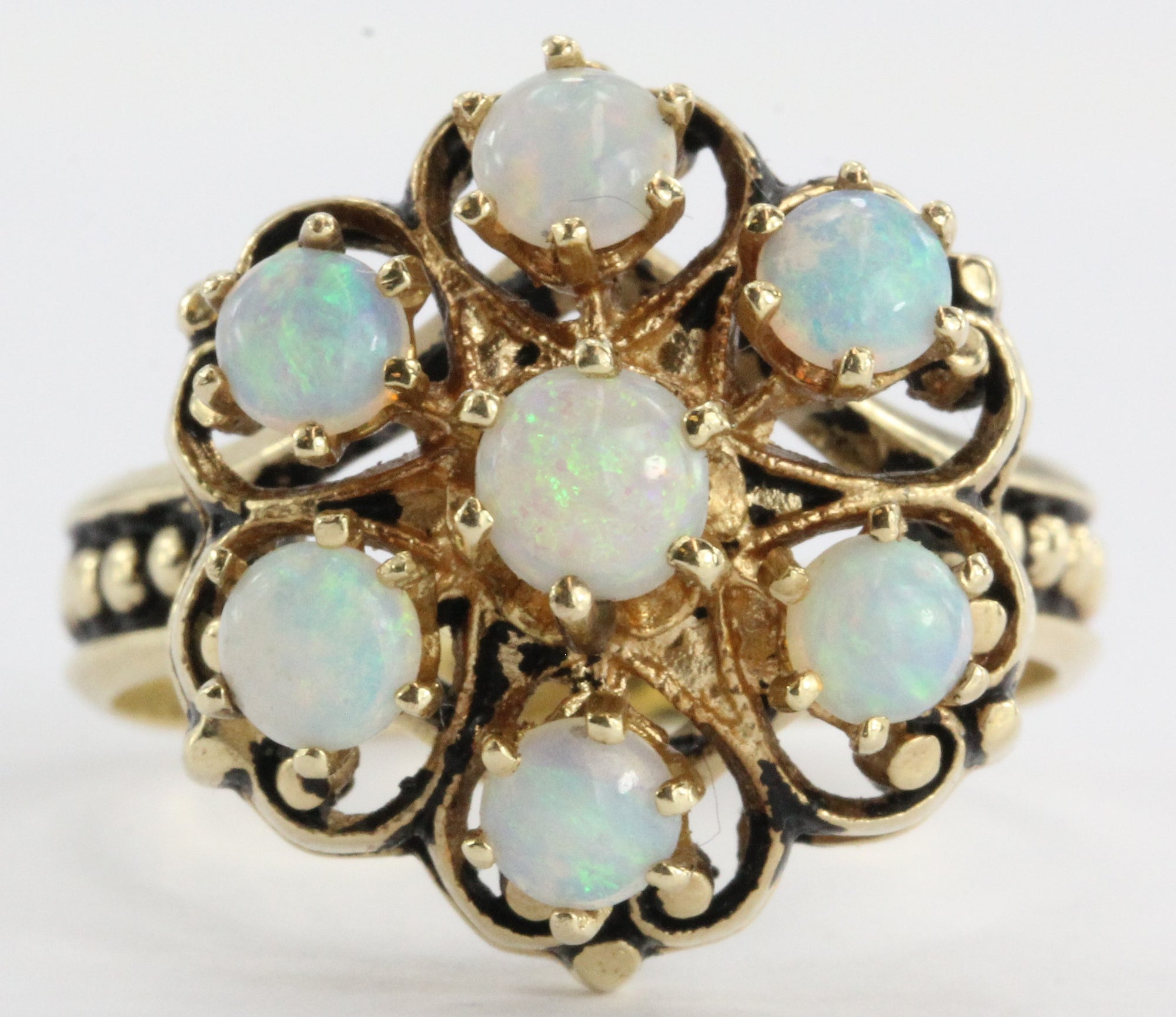 Antique Victorian 14k Gold Fiery Opal Ring Signed – QUEEN MAY
