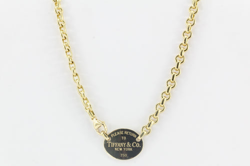 Tiffany & Co 18K Gold Please Return To Tiffany Oval Tag Necklace - Queen May