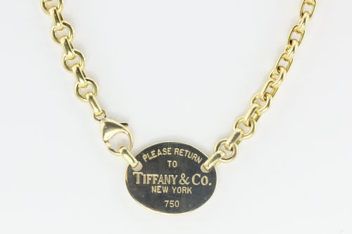 Tiffany & Co 18K Gold Please Return To Tiffany Oval Tag Necklace - Queen May