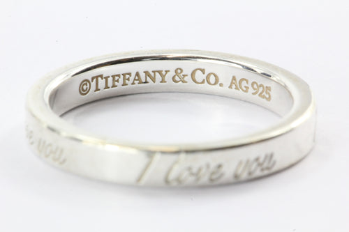Tiffany & Co Sterling Silver I LOVE YOU Band Ring Size 4.75 - Queen May