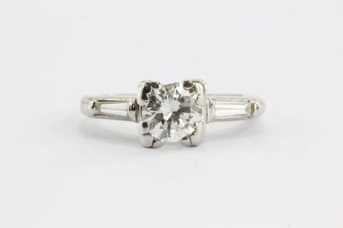 Art Deco Platinum 1.05 TCW Diamond Engagement Ring - Queen May