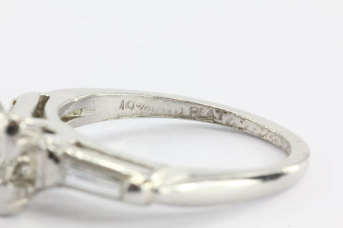 Art Deco Platinum 1.05 TCW Diamond Engagement Ring - Queen May