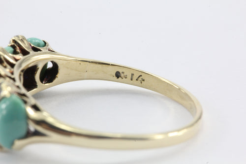 Victorian 14K Gold Old Mine Diamond & Persian Turquoise Ring c.1890 - Queen May