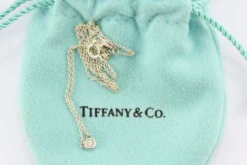Tiffany & Co Sterling Silver Elsa Peretti Diamonds .05ct Necklace 16" - Queen May