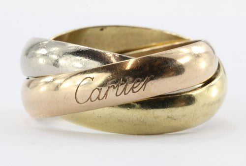 Cartier 18K Tri Color Trinity Ring Size 11 - Queen May