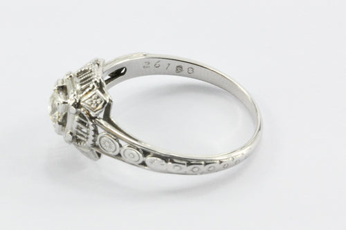 Art Deco 18K White Gold Old European Cut Diamond Ring - Queen May