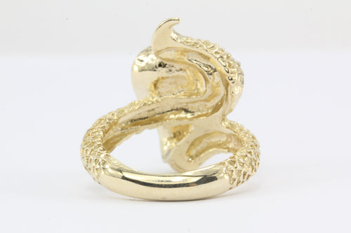 14K Gold Poised to Strike Diamond Figural Cobra Snake Ring - Queen May