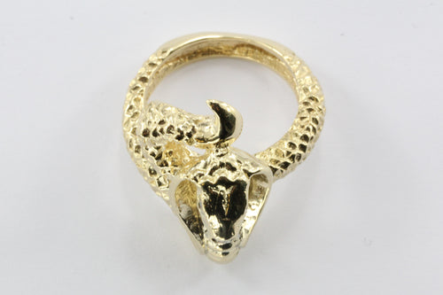 14K Gold Poised to Strike Diamond Figural Cobra Snake Ring - Queen May