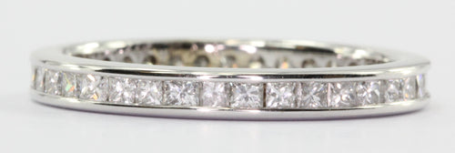 14K White Gold 1 CTW Princess Cut Diamond Eternity Band Ring Size 6 - Queen May