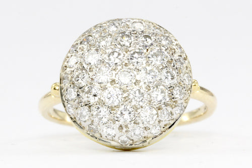 14K Gold Pave Set Diamond Button Ring 1/2 CTW - Queen May