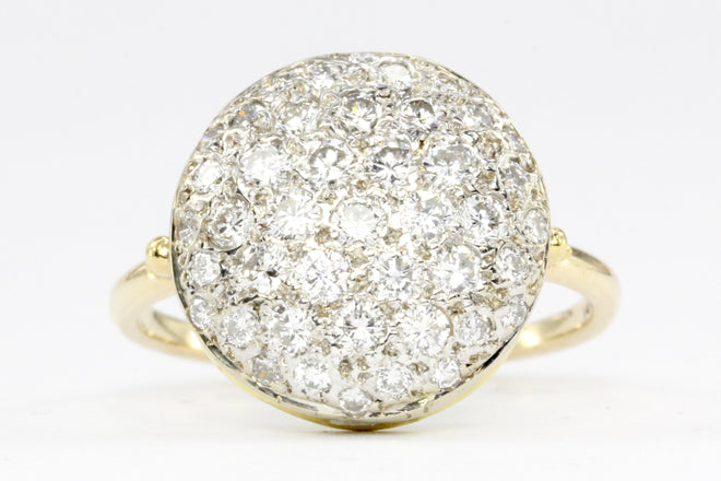 14K Gold Pave Set Diamond Button Ring 1/2 CTW - Queen May