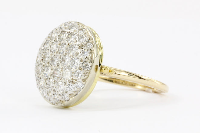 14K Gold Pave Set Diamond Button Ring 1/2 CTW - Queen May