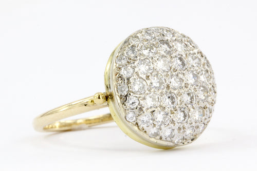 14K Gold Pave Set Diamond Button Ring 1/2 CTW - Queen May