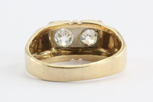 Art Deco Twin Old Mine Cut Diamonds 1.2 CTW 14K Gold Ring - Queen May