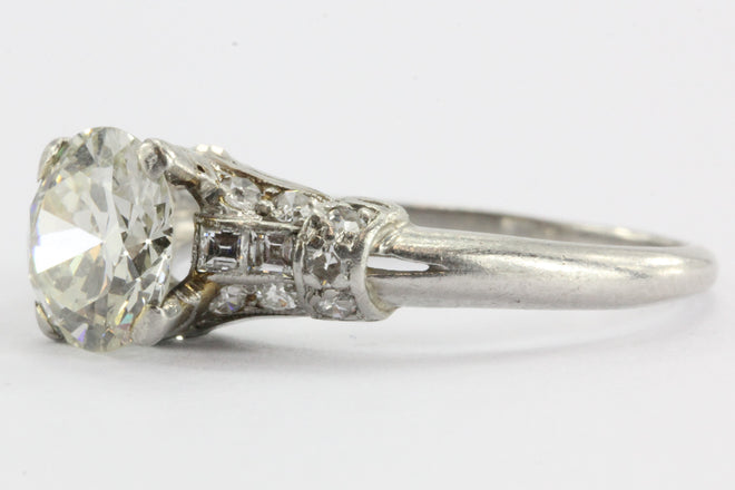 Art Deco Old European Cut 1.3 Carat Diamond Platinum Engagement Ring - Queen May