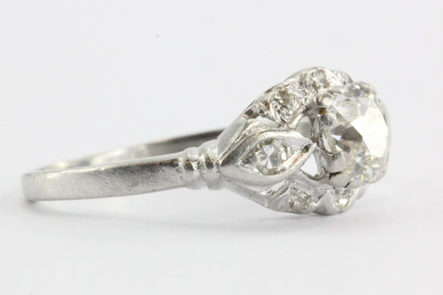 Art Deco Platinum 1 CTW Old Mine Cut Diamond Engagement Ring - Queen May