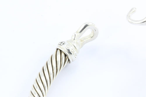 David Yurman Sterling Silver Diamond Cable Hook 5mm Bangle Bracelet - Queen May