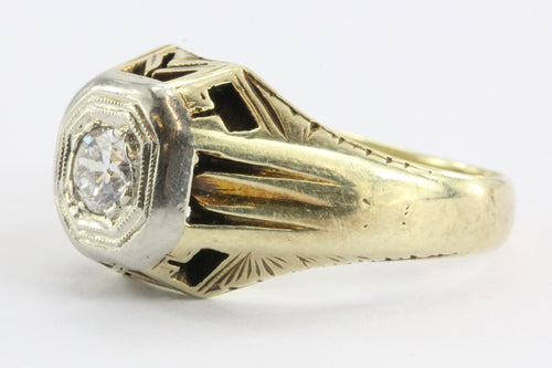 Antique 14K White & Yellow Gold Art Deco Old European Diamond Ring - Queen May