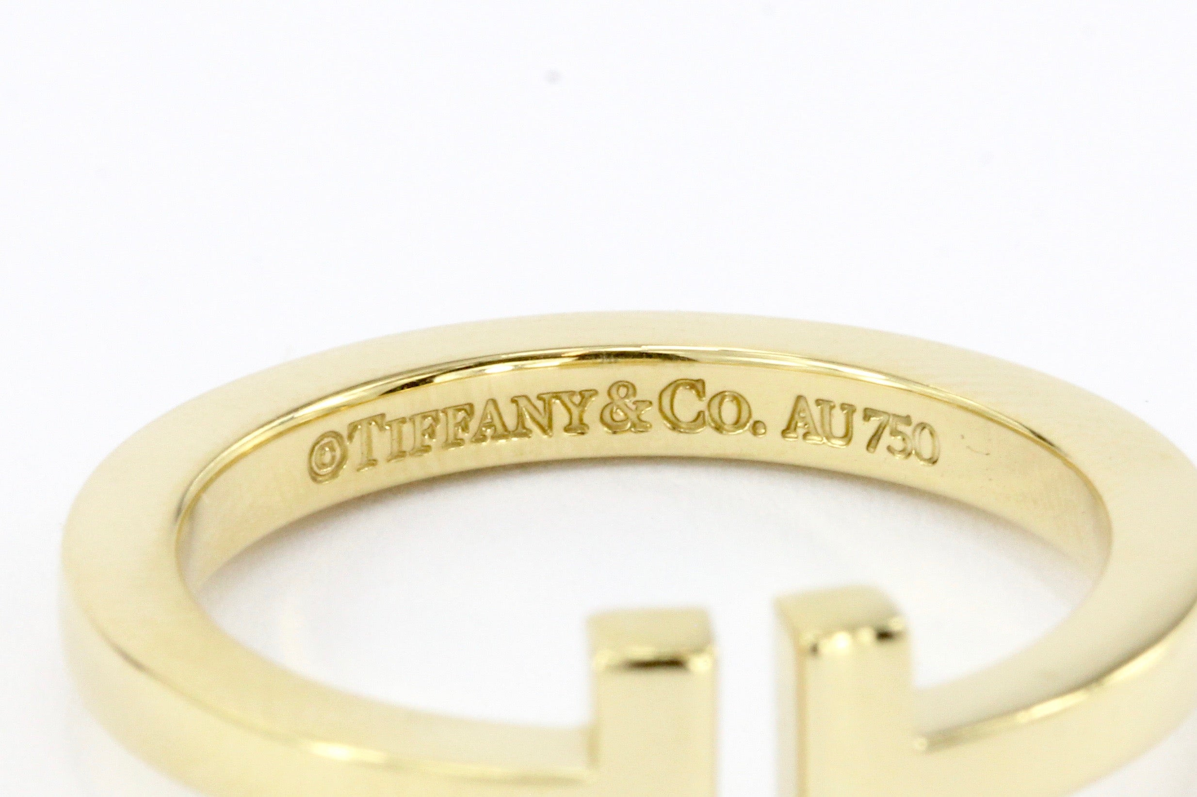 Tiffany & Co 18K Gold T Square Ring Size 8.5