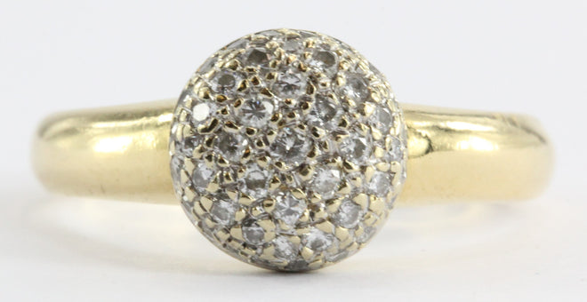Vintage 18k Gold & Diamond Pave Cluster Ring 1/2 CTW - Queen May
