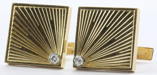 Vintage 14K Gold & Diamond Empire Art Deco Cufflinks - Queen May