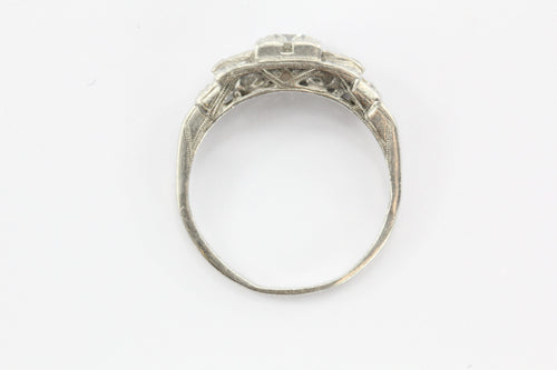 Antique Art Deco Platinum & Transition Cut Diamond Engagement Ring - Queen May