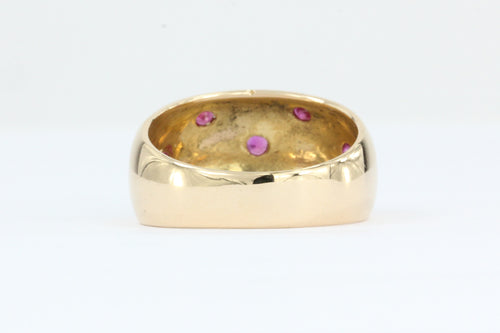 Retro 18K Rose Gold & Ruby Starburst Ring Band c.1960 - Queen May