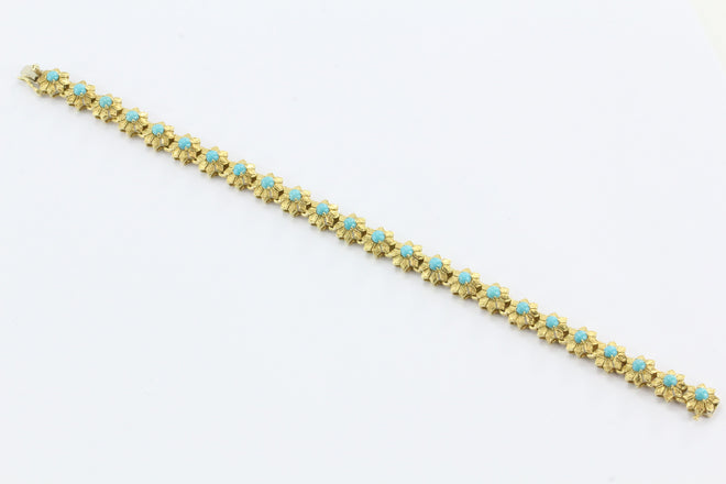 Vintage 18K Gold Persian Turquoise Italian Florette Bracelet - Queen May