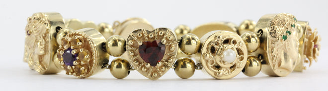 14K Gold Victorian Style Full Slide Bracelet - Queen May