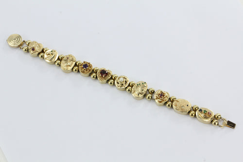 14K Gold Victorian Style Full Slide Bracelet - Queen May