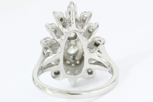 Retro 14K White Gold Diamond Cluster Raindrop Tru Brite Ring 1.5 CTW - Queen May