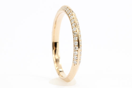 18K Rose / Pink Gold Half Eternity Knife Edge Wedding Band Ring - Queen May